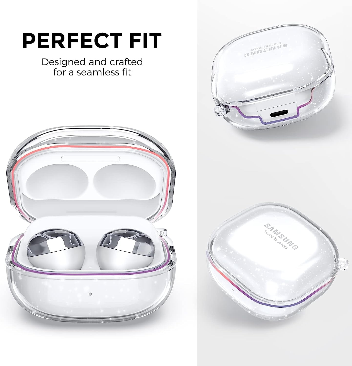 Ahastyle Compatible with Samsung Galaxy Buds 2 Pro Case/Galaxy Buds 2 Case/Galaxy Buds Pro Case/Galaxy Buds Live Case Transparent Cover [Anti-Yellowing] (Shine)  AHASTYLE   