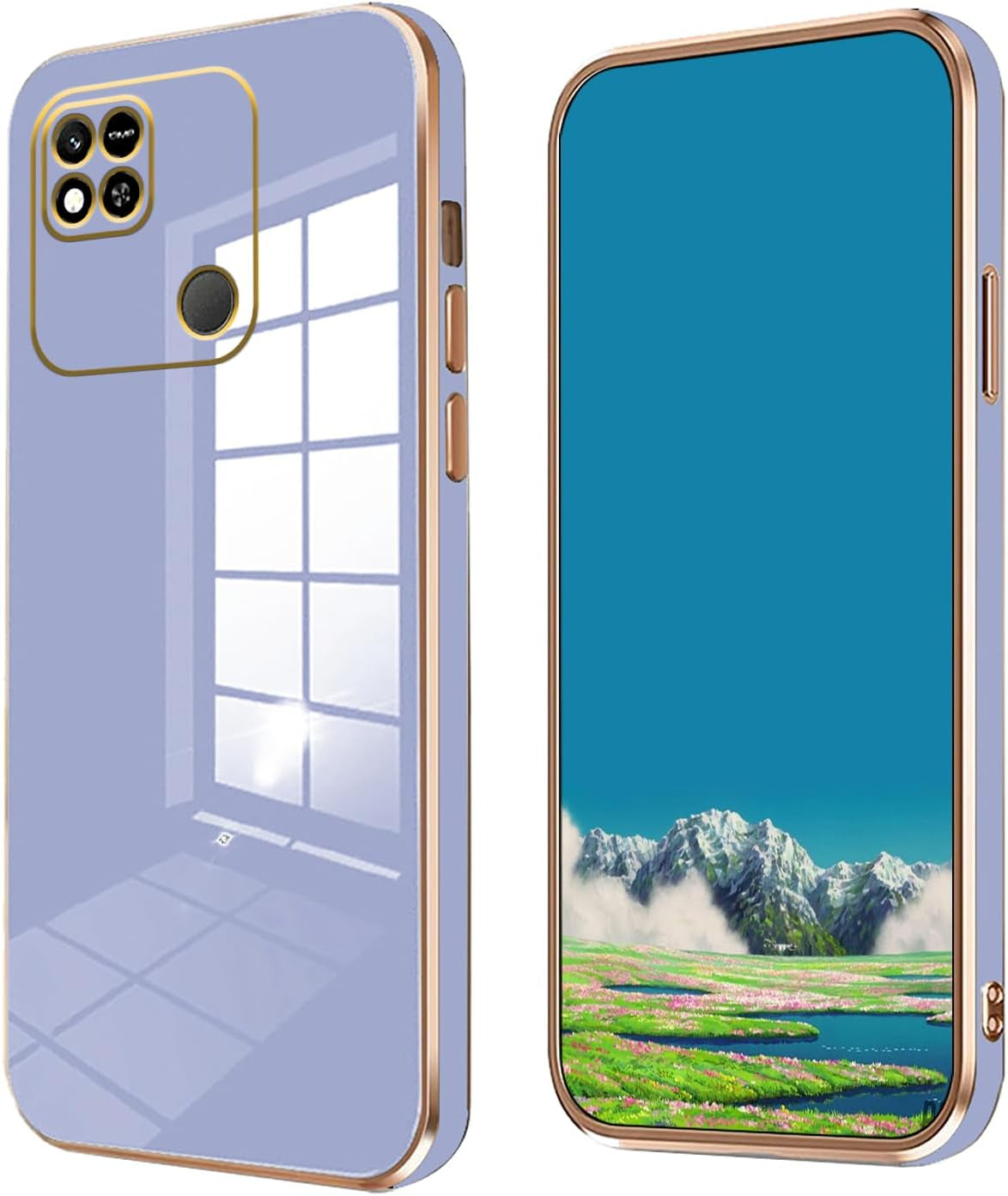 Tiwinxing Compatible with Redmi 10A Case for Women, Ultra Soft Shockproof Cute Plating Electroplate Protective Case TPU Bumper Phone Case for Xiaomi Redmi 10A (Green)  Tiwinxing Lavender Grey  