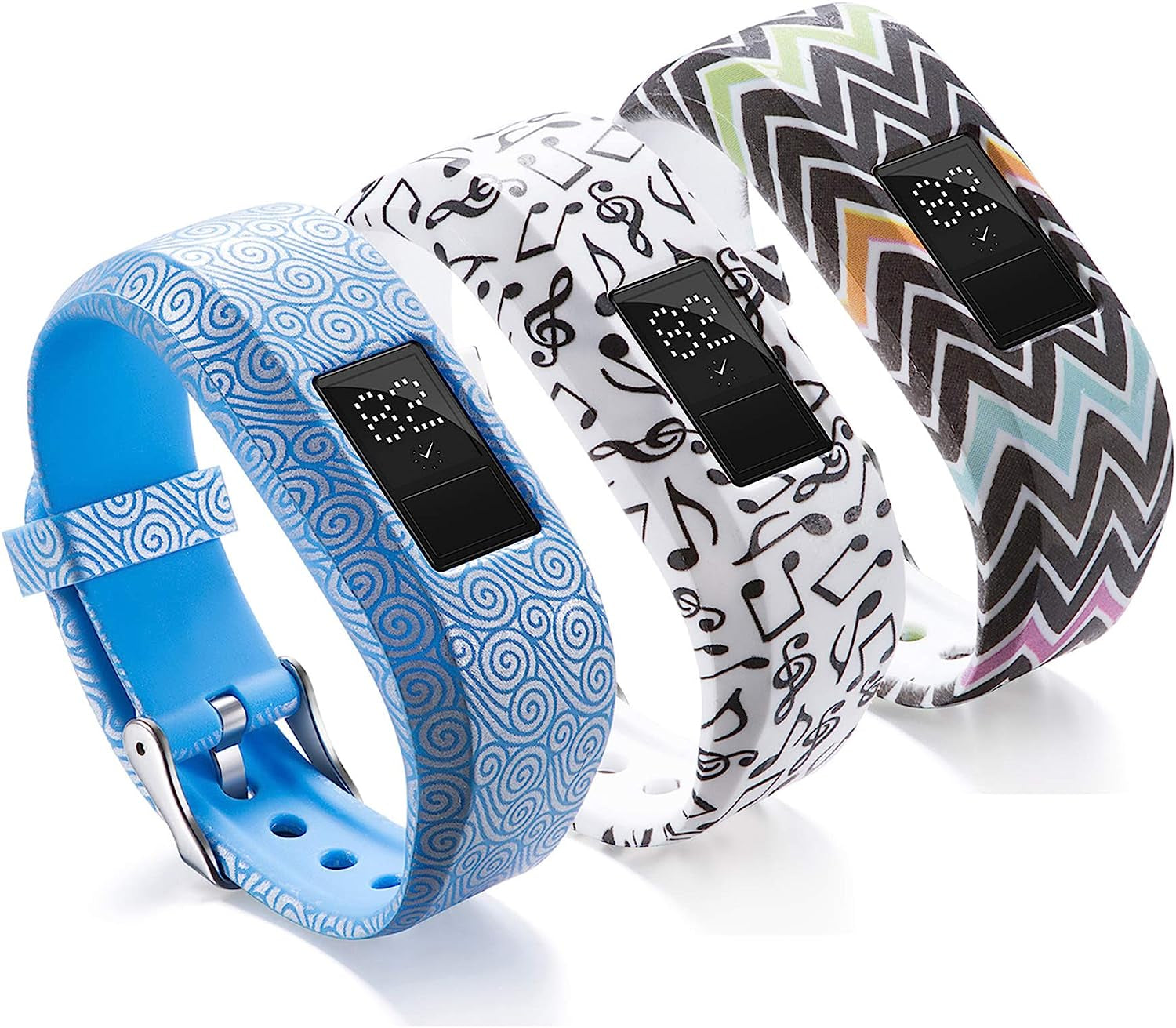 Compatible with Garmin Vivofit JR Bands for Kids, Colorful Adjustable Silicone Replacement Bands Wristband Straps Bracelet for Vivofit JR / Vivofit Jr2 / Vivofit3 (Lavender Rose Green)  XHNee Blue White Stripe  