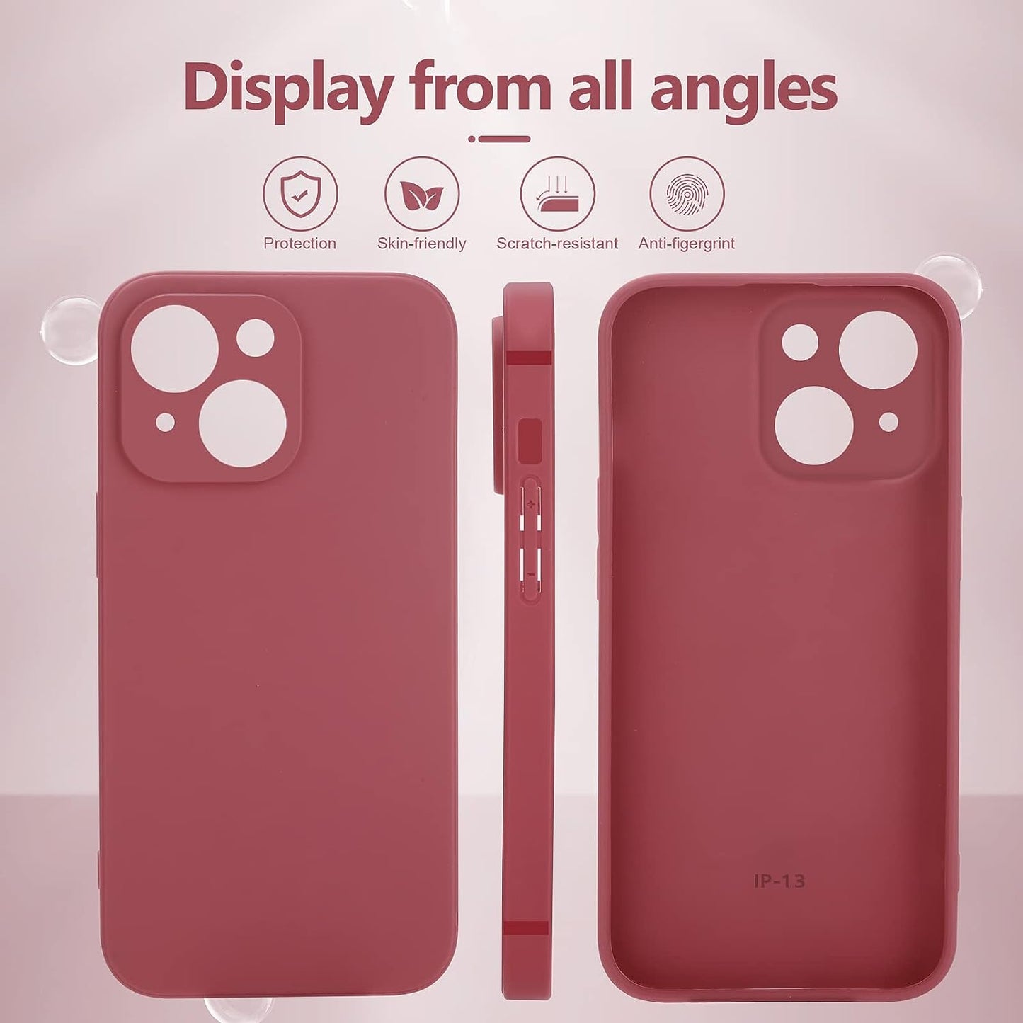 YZR Silicone Case Compatible with Iphone 13 Case (6.1 Inch 2021), with Camera Protection, Liquid Silicone Phone Case (Hawthorn Red)  YZR   