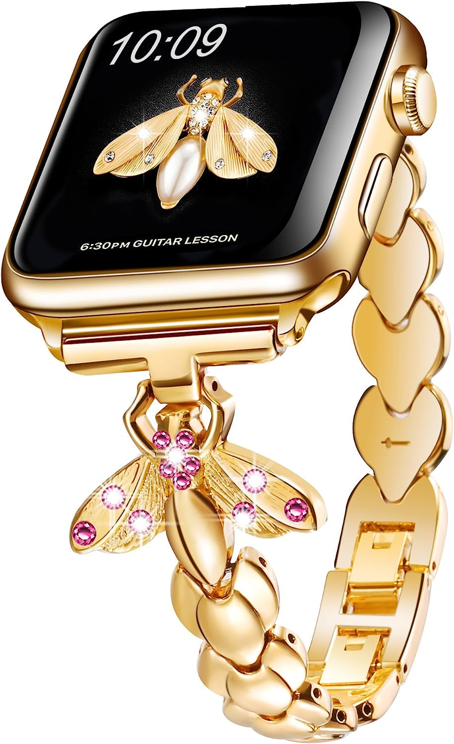 Sangaimei Strap Compatible Apple Watch Ultra Band 49Mm 45Mm 44Mm 42Mm 41Mm 40Mm 38Mm Women Bee Iwatch Band Stainless Steel Wristband for Apple Watch Series 8/7/6/5//4/3/2/1/SE  SaNgaiMEi   