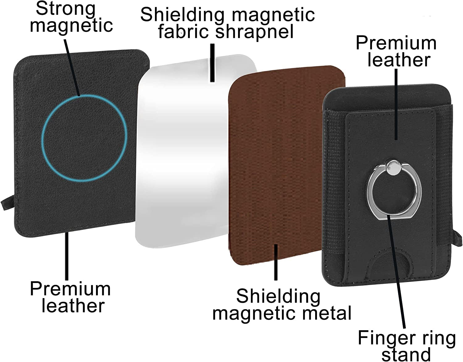 Welohas Magnetic Phone Wallet,Magsafe Leather Wallet for Back of Phone,Phone Card Holder with Ring Grip Stand for Mag-Safe Apple Iphone 14/13/12 Series,Fits Max 8 Cards  WeLohas   