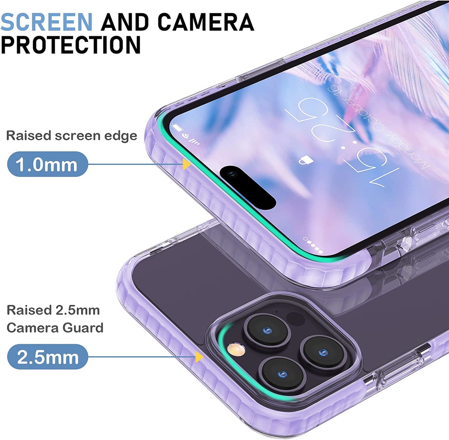 MATEPROX Compatible with Iphone 14 Pro Max Case Clear Thin Slim Crystal Transparent Cover Shockproof Bumper Case for Iphone 14 Pro Max 6.7" 2022(Purple)  MATEPROX   