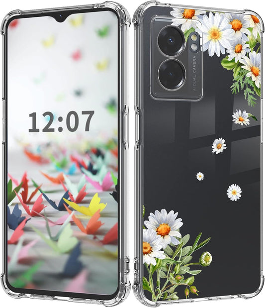 Dcwunk Compatible with Oneplus Nord N300 5G Case 6.56 Inch, Camera Lens Protector Flower Shockproof Clear Floral Design Protective Women Phone Cover, 2022 (Daisies)  Dcwunk   