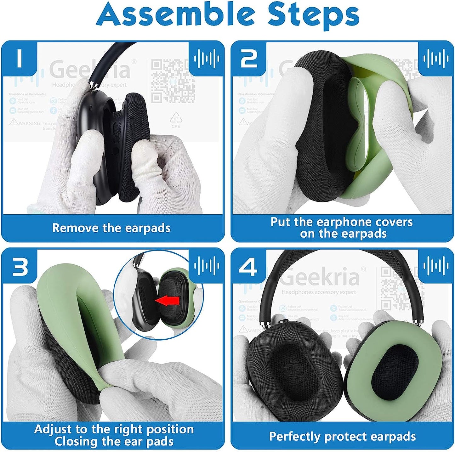 Geekria Silicone Earpad Covers Compatible with Airpod Max, Earpad Protector/Earphone Covers/Earpad Cushion/Ear Pad Covers/Headphone Covers, Easy Installation No Tool Needed (Green)  Geekria   