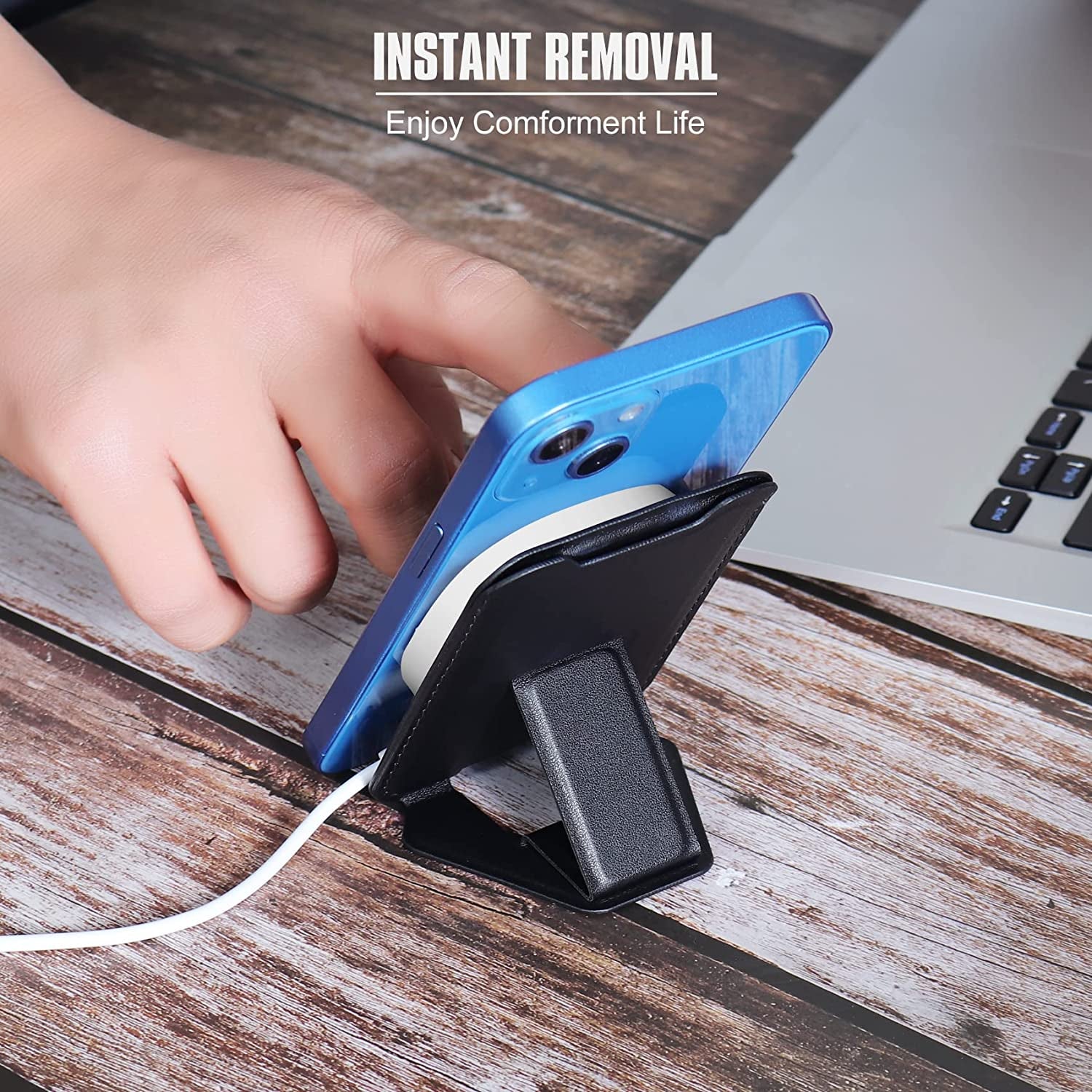 Magnetic Card Wallet Holder for Apple Magsafe, Phone Stand & Card Holder Magnetic Wallet for Apple Iphone 13/12 Magsafe Wallet, Leather Magsafe Wallet for Back of Iphone 13 Iphone 12 Series, Black  TopMade   