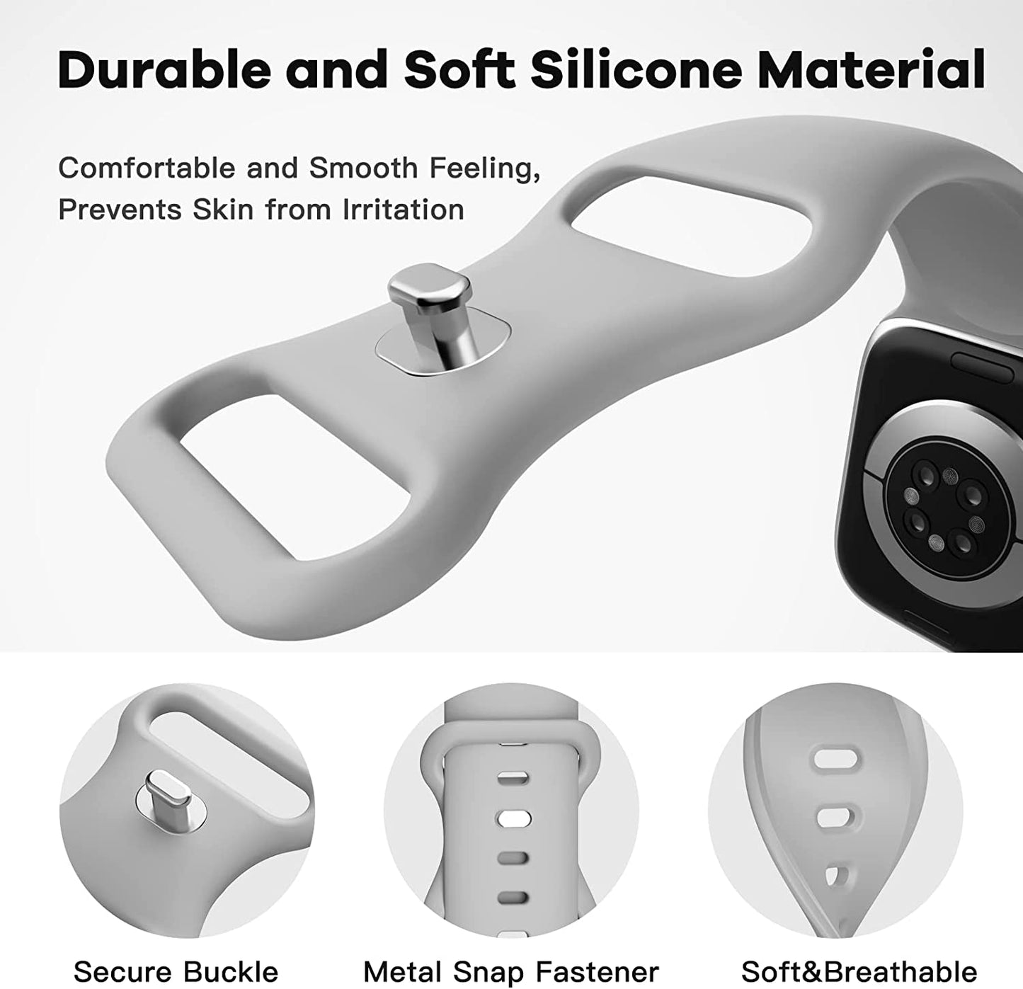 6 Pack Bands Compatible with Apple Watch Band 38Mm 40Mm 41Mm 42Mm 44Mm 45Mm 49Mm-3Pack Soft Silicone Strap, 3Pack Elastic Sport Wristbands for Iwatch Series Ultra 8 7 6 5 4 3 2 1 SE Women Men  iFuntec   