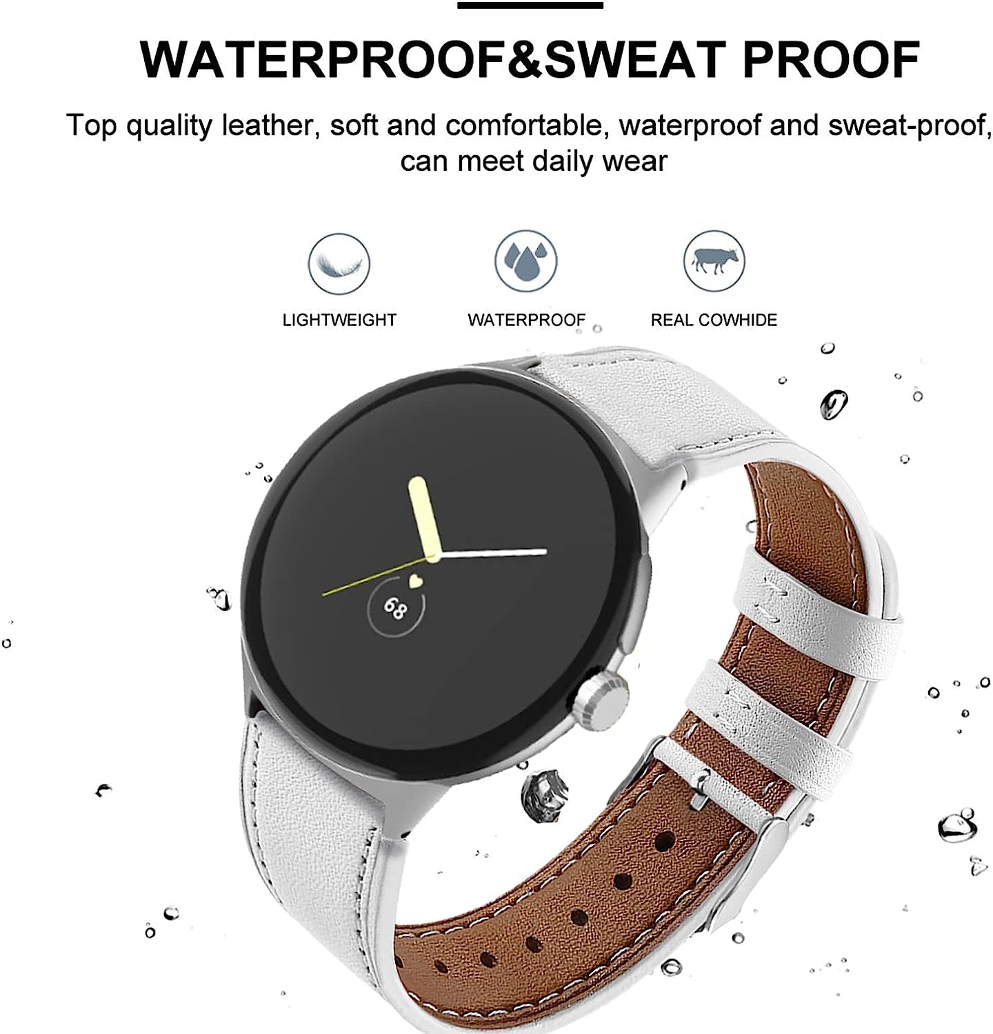 Leather Bands Compatible with Google Pixel Watch Band, Leather Replacement Band for Google Pixel Watch for Women & Men (D)  hunmansaf   