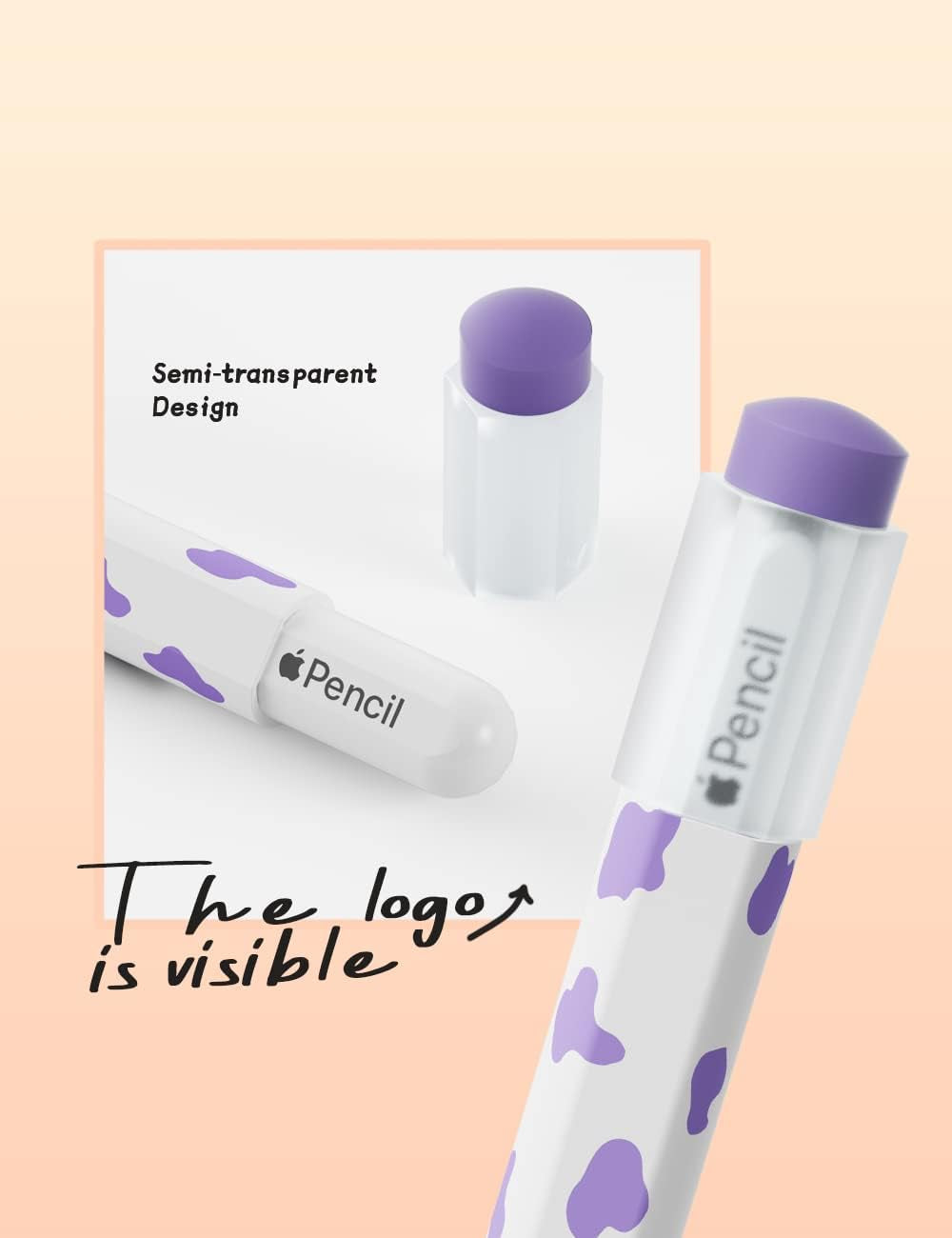 ELETIUO Cow Print Silicone Case for Apple Pencil 2Nd Generaion Cover,Protective Skin Grip Sleeve with Cap Accessories Compatible for Ipad Pro 11 12.9 Inch,Purple  Litumfen   