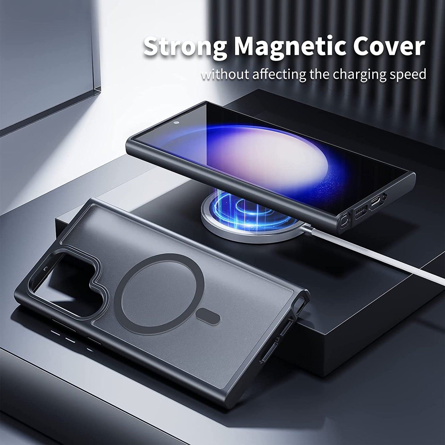 ANNGELAS Magnetic Phone Case Compatible with Samsung Galaxy S23 – Shockproof Cell Phone Case Works with Wireless Charging, Magsafe Card Wallet – Sleek Protective Case – Matte Black  ANNGELAS   