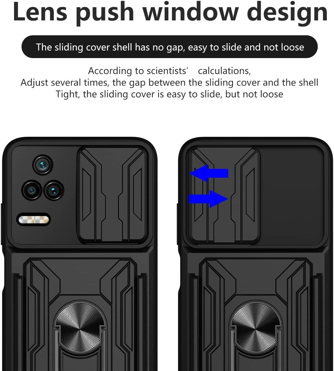 Ccsmall for Xiaomi Poco F4 Case Sliding Window Case with Card Holders, Redmi K40S Cover with Slide Camera Protection Built-In Magnetic Kickstand Case for Xiaomi Redmi K40S/Poco F4 LJK Black  CCSmall   