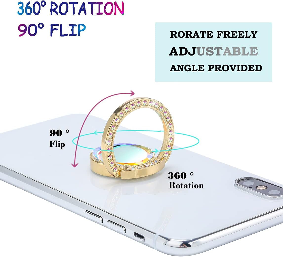 Lenoup Glitter Bling Bling Phone Ring Holder,Sparkle Phone Ring Grip Artificial Stand with Flat Diamond,Flat Rhinestone Cell Finger Ring for Phones,Pad(Gold)  lenoup   