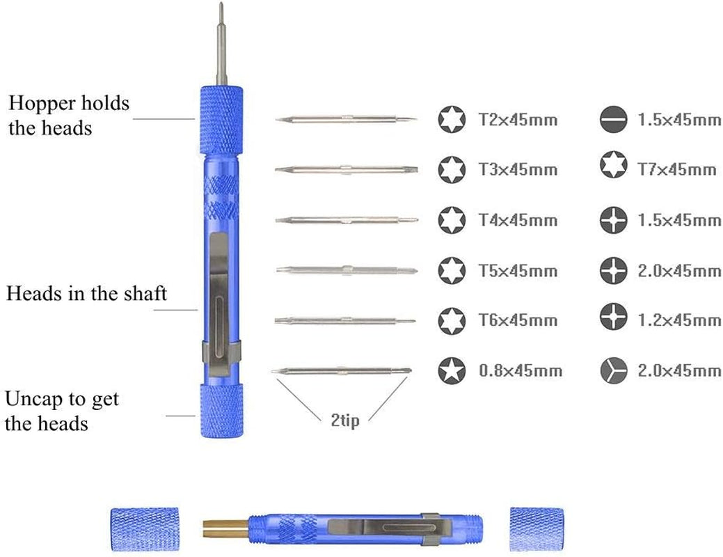 Tiny Screwdriver Set,12 in 1 Precision Magnetic Double Sided Bits Organizer for Mini Small Electronics Toys Battery/Iphones/Eyeglass/Iwatch/Keyboard/Webcam/Dash Cam/Camera/Laptop/Ring Doorbell  oPesea   