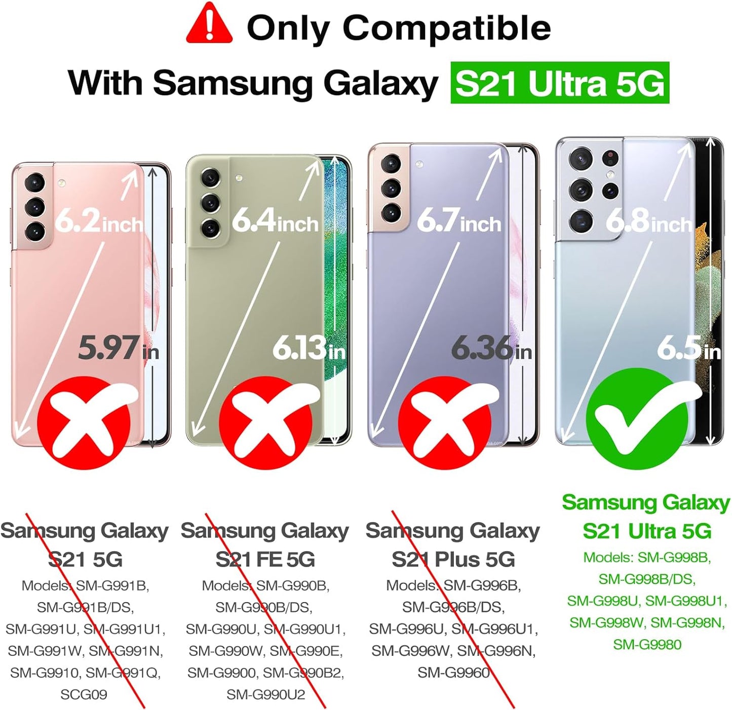 Rayboen Case for Galaxy S21 Ultra 5G with Screen Protector Soft(2Pcs), Crystal Clear Designed Shockproof Phone Case, Hard PC Back Soft TPU Frame Slim Transparent Cover for Samsung Galaxy S21 Ultra  Rayboen   