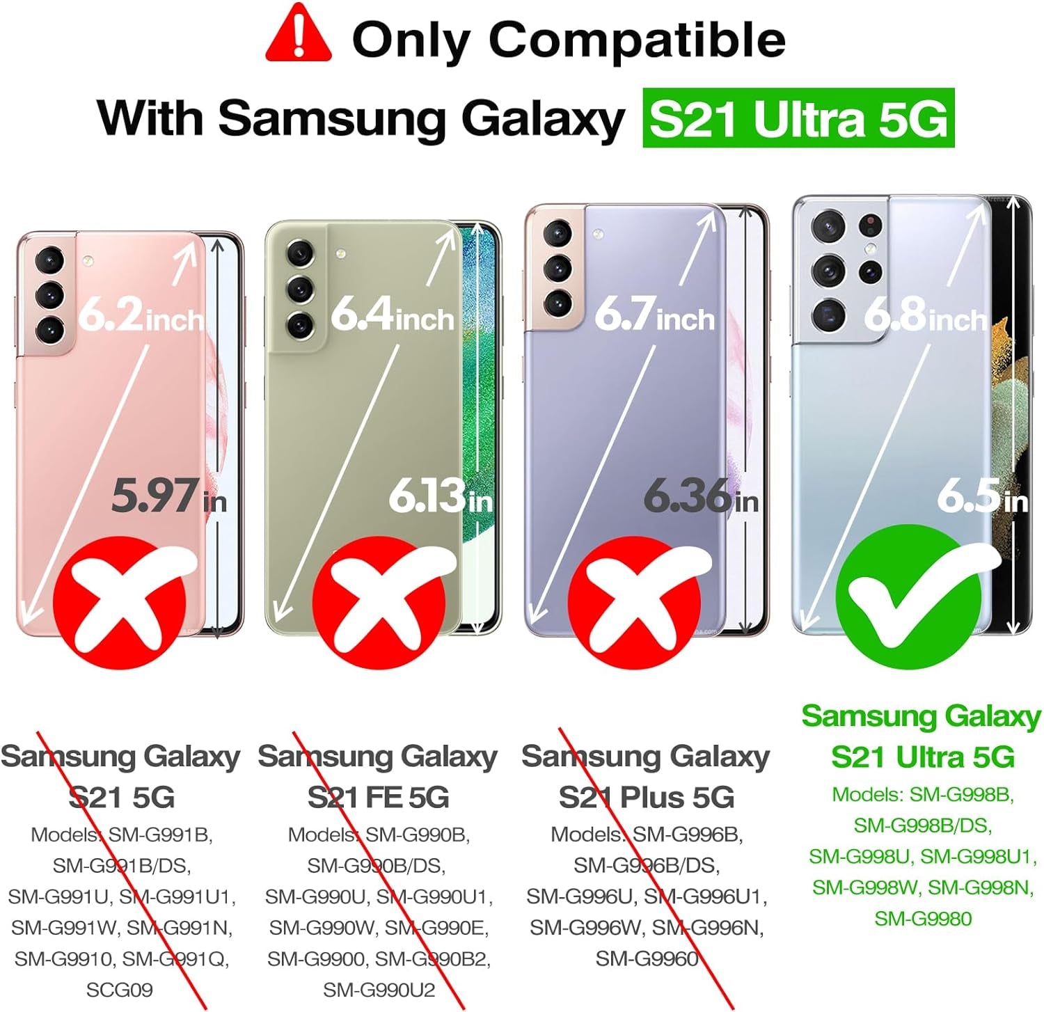 Rayboen Case for Galaxy S21 Ultra 5G with Screen Protector Soft(2Pcs), Crystal Clear Designed Shockproof Phone Case, Hard PC Back Soft TPU Frame Slim Transparent Cover for Samsung Galaxy S21 Ultra  Rayboen   