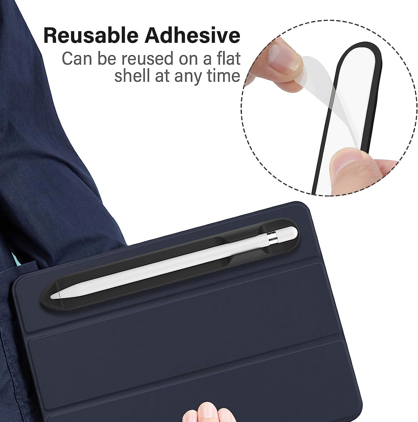 Doormoon Pencil Holder for Apple Ipad 2020 (8Th Gen) 2019 2018/ Ipad Air/ 9.7 / Pro 9.7"/ Pro 10.5"/12.9"/Pro 12.9/, Magnetic Silicone Apple Pencil 1St 2Nd Gen Leather Pocket Sleeve (Black)  Doormoon   