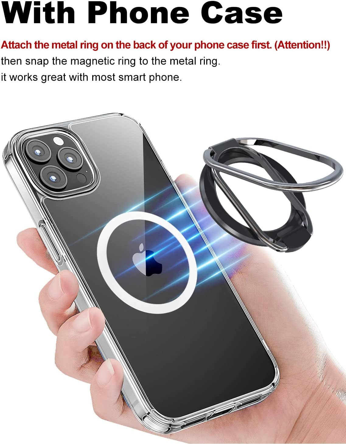 Magnetic Phone Ring Holder for Mag Safe, Compatible for Mag Safe Ring Holder Magnetic Phone Grip Magnetic Phone Ring Holder Finger Kickstand, Adjustable Kickstand for Iphone 14/13/12 Series(Black)  zylee   