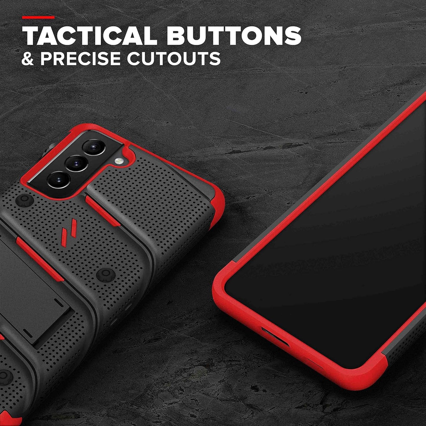 ZIZO Bolt Series for Galaxy S21 plus Case with Screen Protector Kickstand Holster Lanyard - Black & Red  Zizo   
