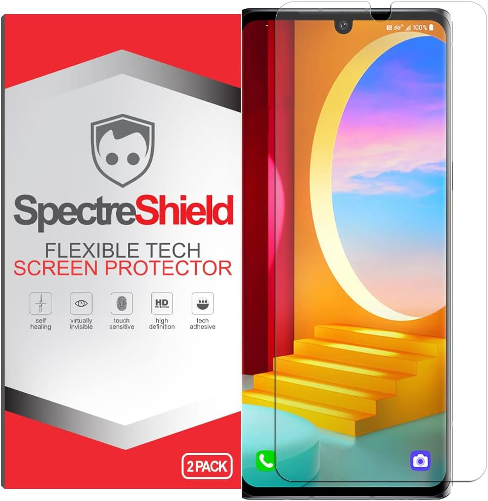 Spectre Shield (2-Pack Screen Protector for LG G8 Thinq (6.1" Inch) Screen Protector Case Friendly Accessories Flexible Full Coverage Clear TPU Film  Spectre Shield 6.8"-Inch  
