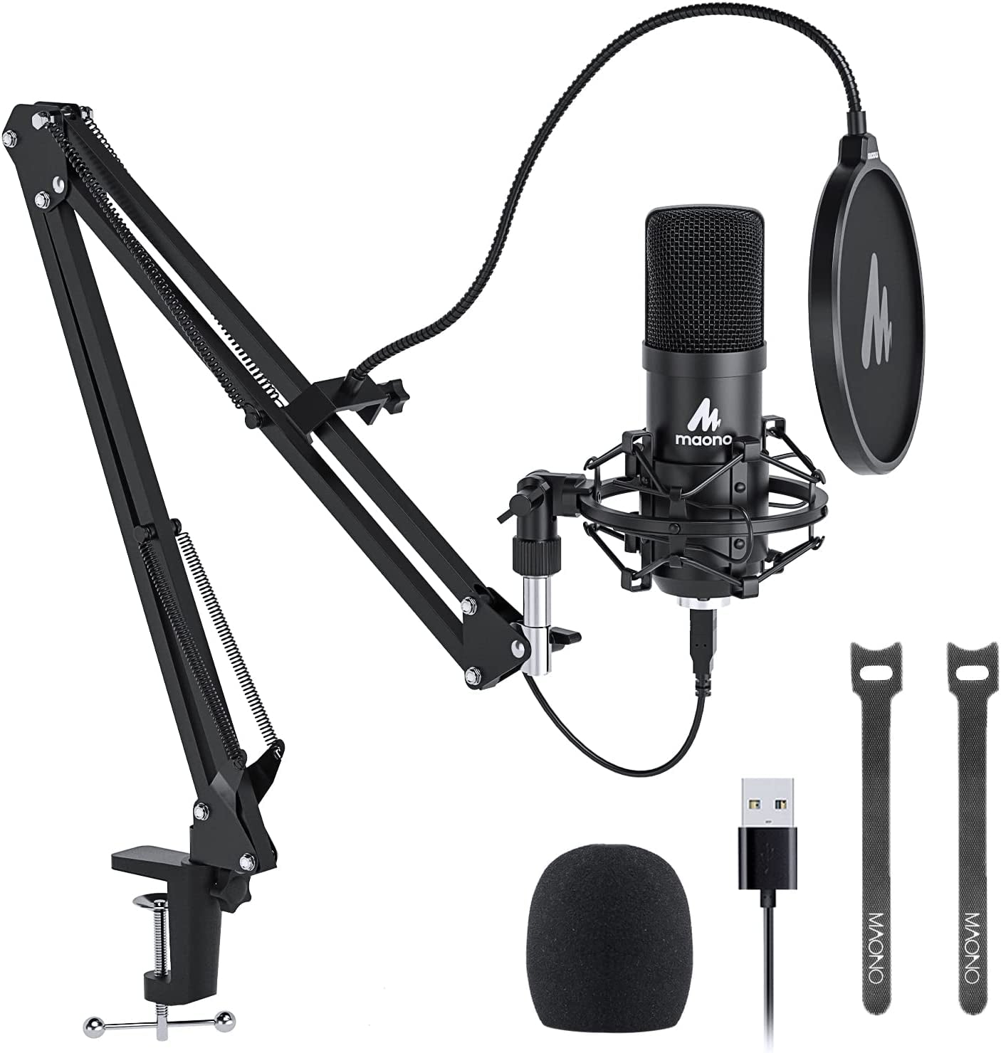 USB Microphone, MAONO 192Khz/24Bit Plug & Play PC Computer Podcast Condenser Cardioid Metal Mic Kit with Professional Sound Chipset for Recording, Gaming, Singing, Youtube (AU-A04)  MAONO   