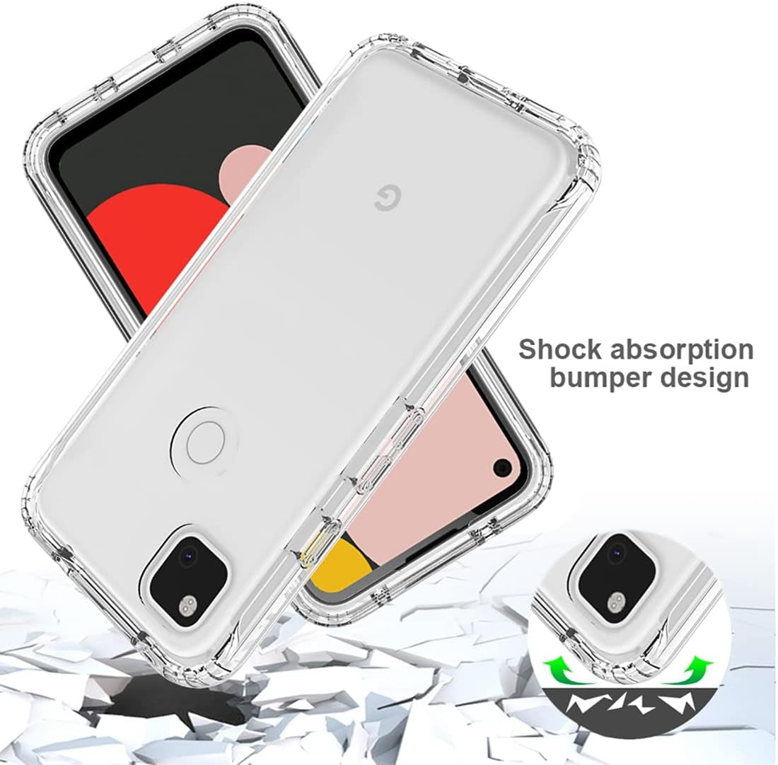 Vavies Compatible with Google Pixel 4A (Not Fit 4A 5G) G025J Case with Tempered Glass Screen Protector, Full Body Shockproof Clear Flexible Protective Cover Cases for Google Pixel 4A (Clear)  Vavies   