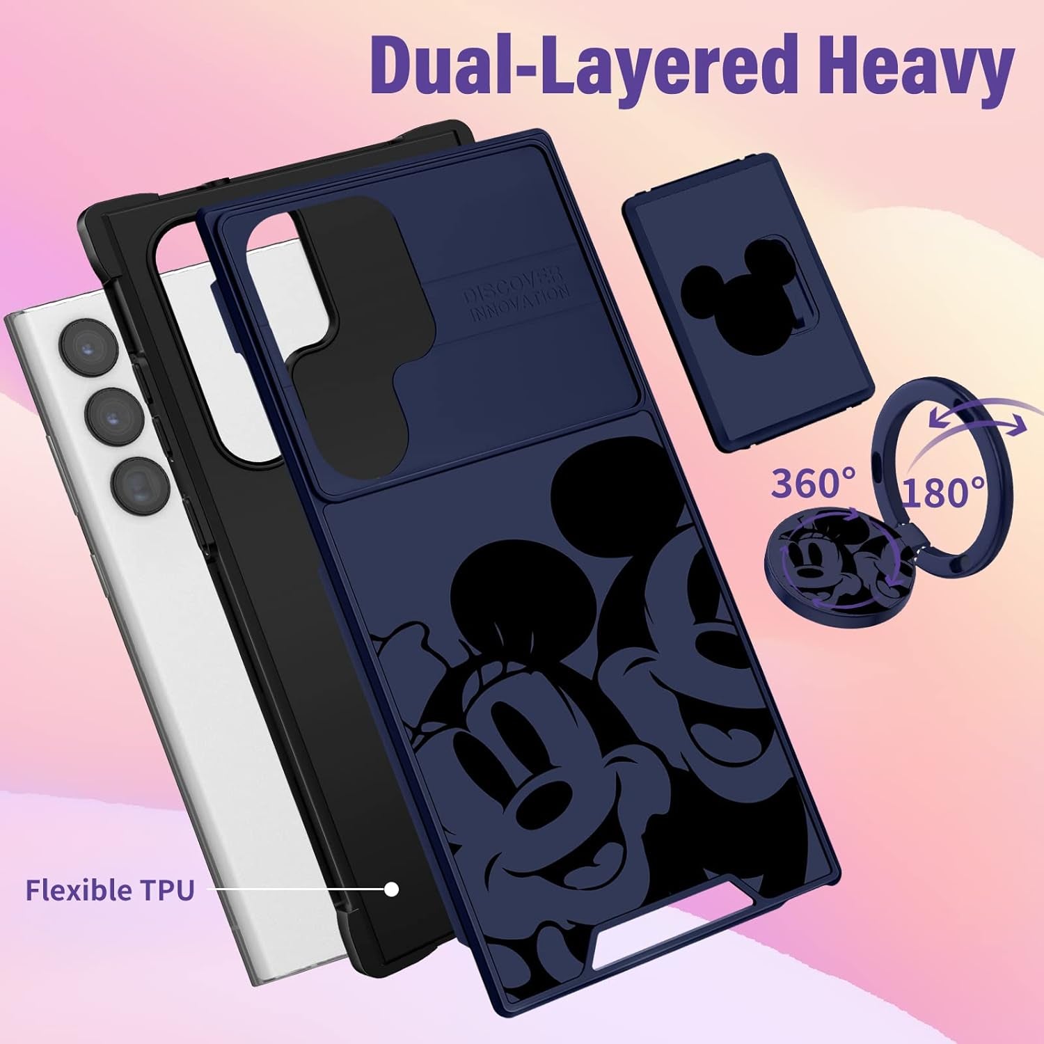 Oqpa for Samsung Galaxy S22 Ultra Case Cute Cartoon Case with Camera Cover+Ring Holder for Women Girly Girls Boys Kids Galaxy S22 Ultra Kawaii Funny Unique Case for Samsung S22 Ultra, Happy Miki  meitong2020   