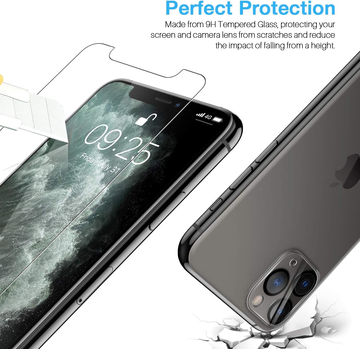 LK 3 Pack Iphone 11 Pro Max Screen Protector & 3 Pack Lens Protector, 9H Tempered Glass, Scratch-Proof, Alignment Tool Attached, Bubble-Free Screen Protector for Iphone 11 Pro Max, 6.5-Inch, Clear  LK   