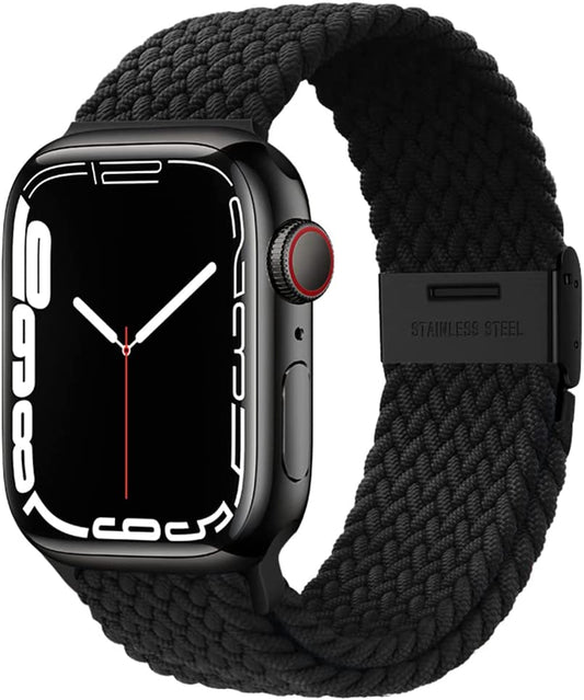 Qimela Compatible with Apple Watch Band 49Mm 45Mm 44Mm 42Mm,Stretchy Sport Solo Loop Strap with Adjustable Buckle,Elastic Nylon Braided Wristband for Iwatch Series 8 7 6 SE 5 4 3 2 1 Ultra,Women Men  FS-TECH   