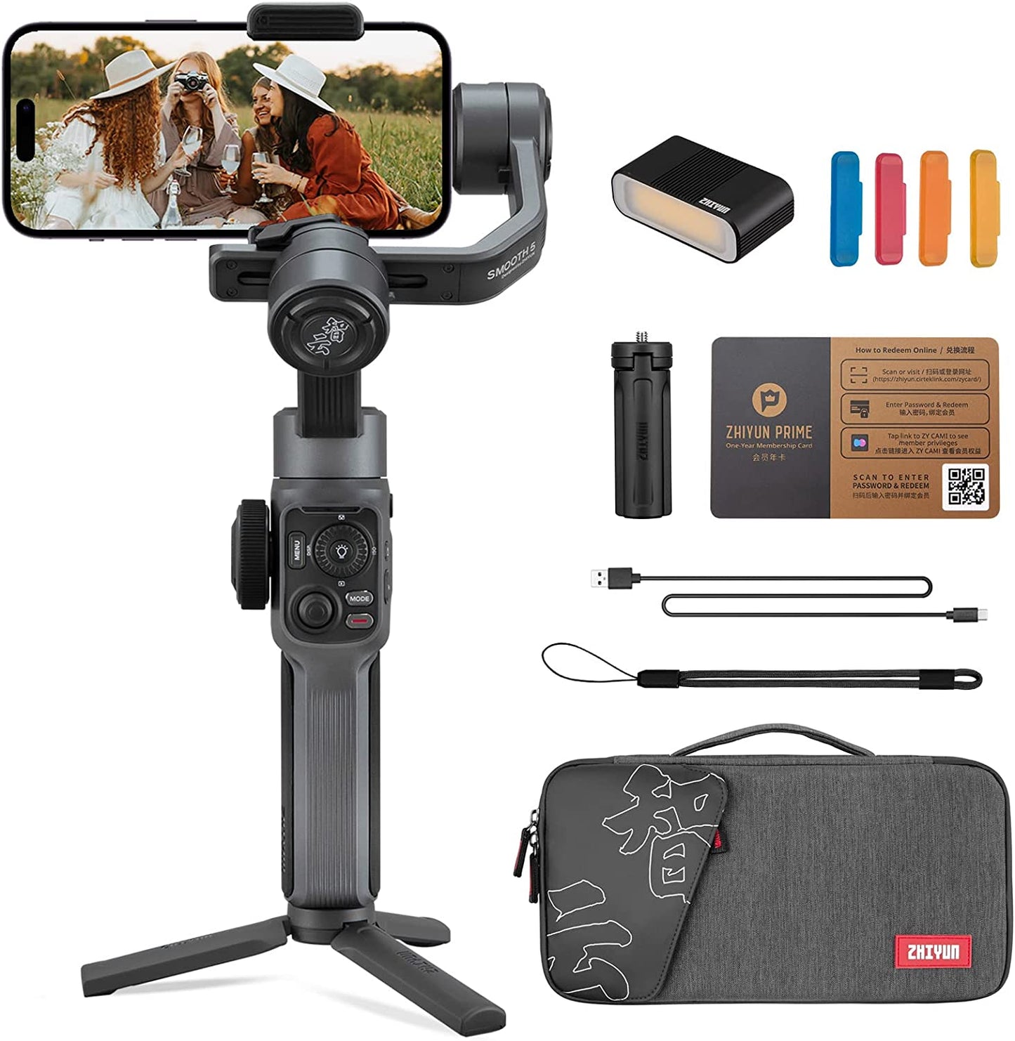 ZHIYUN Smooth 5 Combo - Gimbal Stabilizer for Iphone 14/13/12/11 Pro Max X & Android Phone, 3-Axis Gimbal W/Smartfollow, for Youtube Tiktok Vlog Professional Video Record, Compatible W/Filmic Pro  zhi yun   