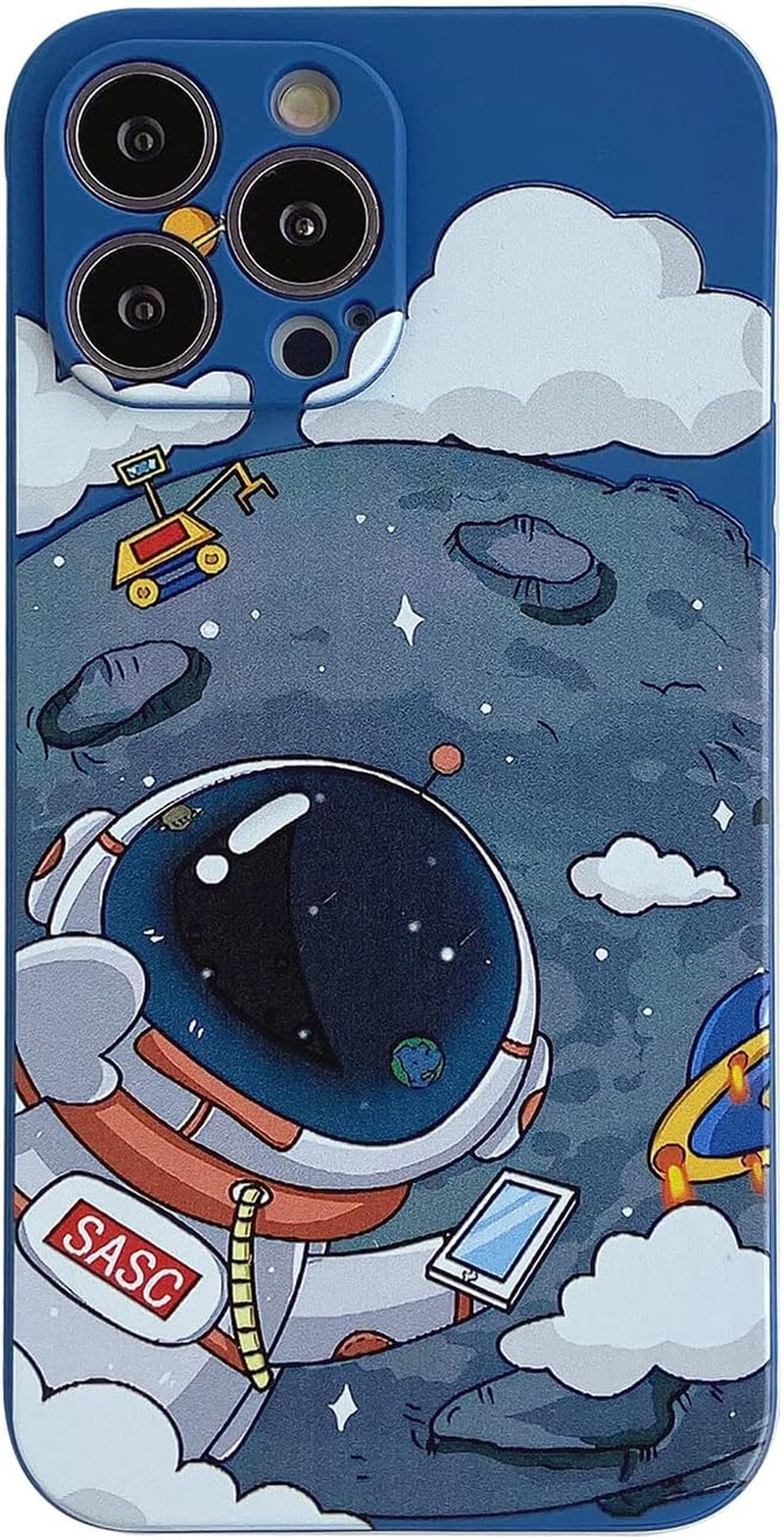 Yonds Queen for Iphone 13 Mini Cute Case, Cool Cartoon Swing Astronaut Planet Moon Design Stylish Soft TPU Bumper Shockproof Anti-Slip Protector Case (Iphone 13 Mini, Black Planet)  Yonds Queen Blue Moons Iphone 7 / 8 /Se2 