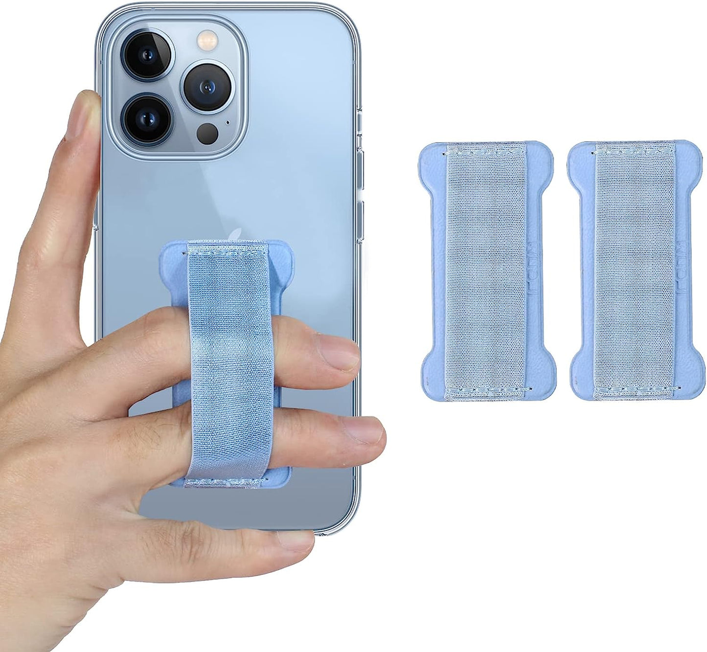 WUOJI - Finger Strap Phone Holder - Ultra Thin Anti-Slip Universal Cell Phone Grips Band Holder for Back of Phone - 2Pack(Black)  WUOJI Light blue  