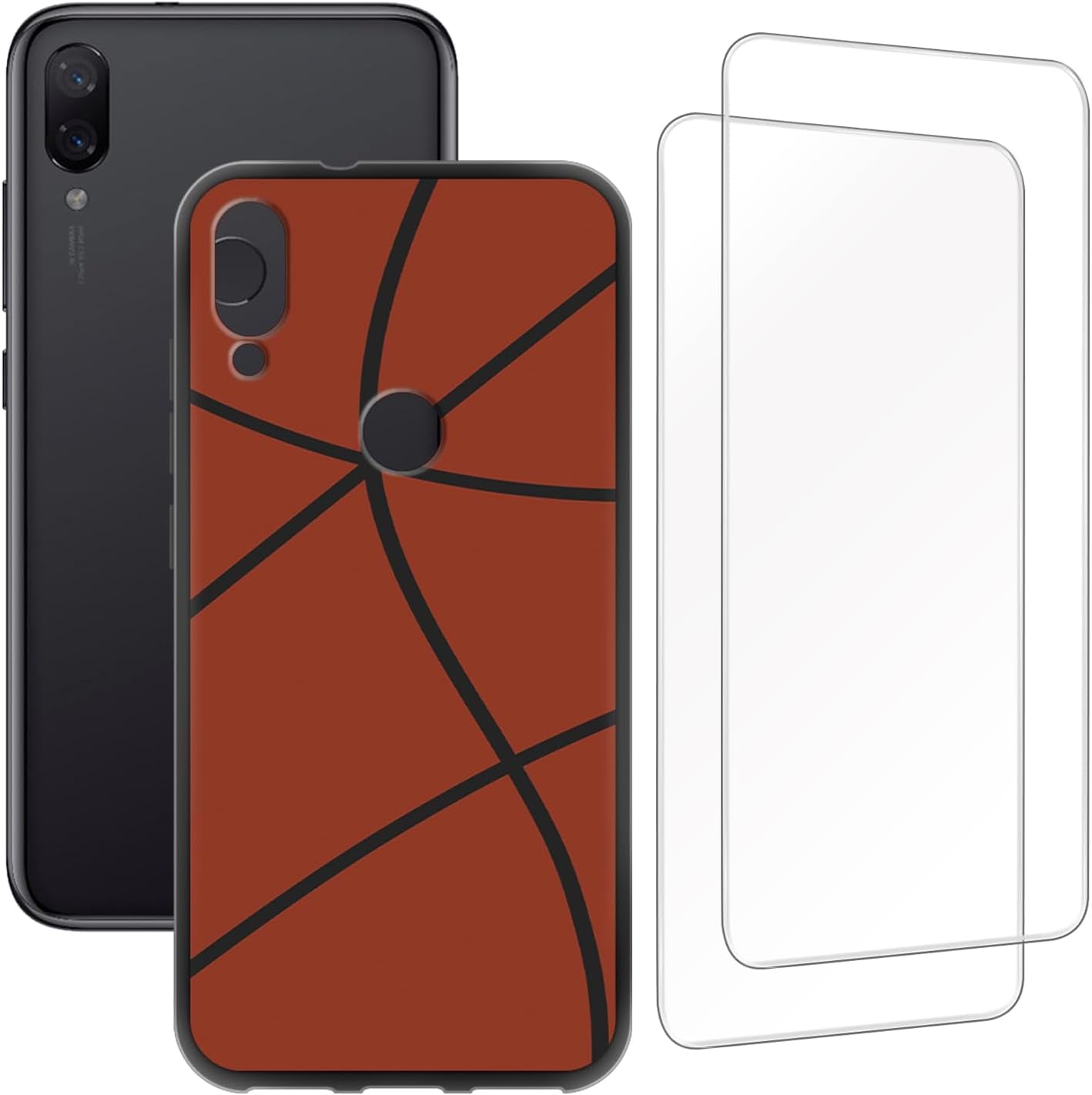 Zuitop Xiaomi Mi Play(5.84 Inch) Design Case with 2 Pack Tempered Glass Screen Protector,For Xiaomi Mi Play Slim Soft Silica Gel TPU Protective Cover.  Zuitop Basketball  