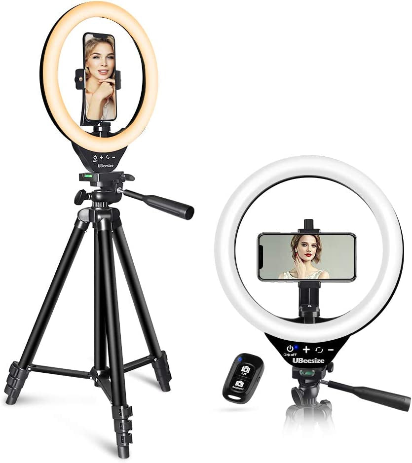 Ubeesize 10’’ LED Ring Light with Stand and Phone Holder, Selfie Halo Light for Photography/Makeup/Vlogging/Live Streaming, Compatible with Phones and Cameras (2020 Version)  UBeesize   