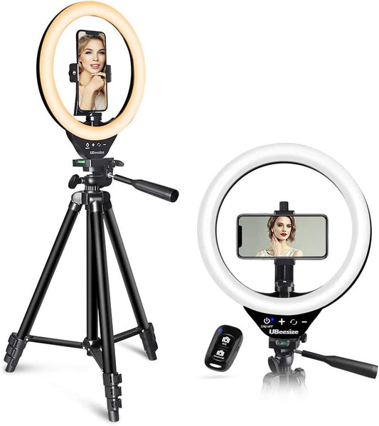 Ubeesize 10’’ LED Ring Light with Stand and Phone Holder, Selfie Halo Light for Photography/Makeup/Vlogging/Live Streaming, Compatible with Phones and Cameras (2020 Version)  UBeesize   