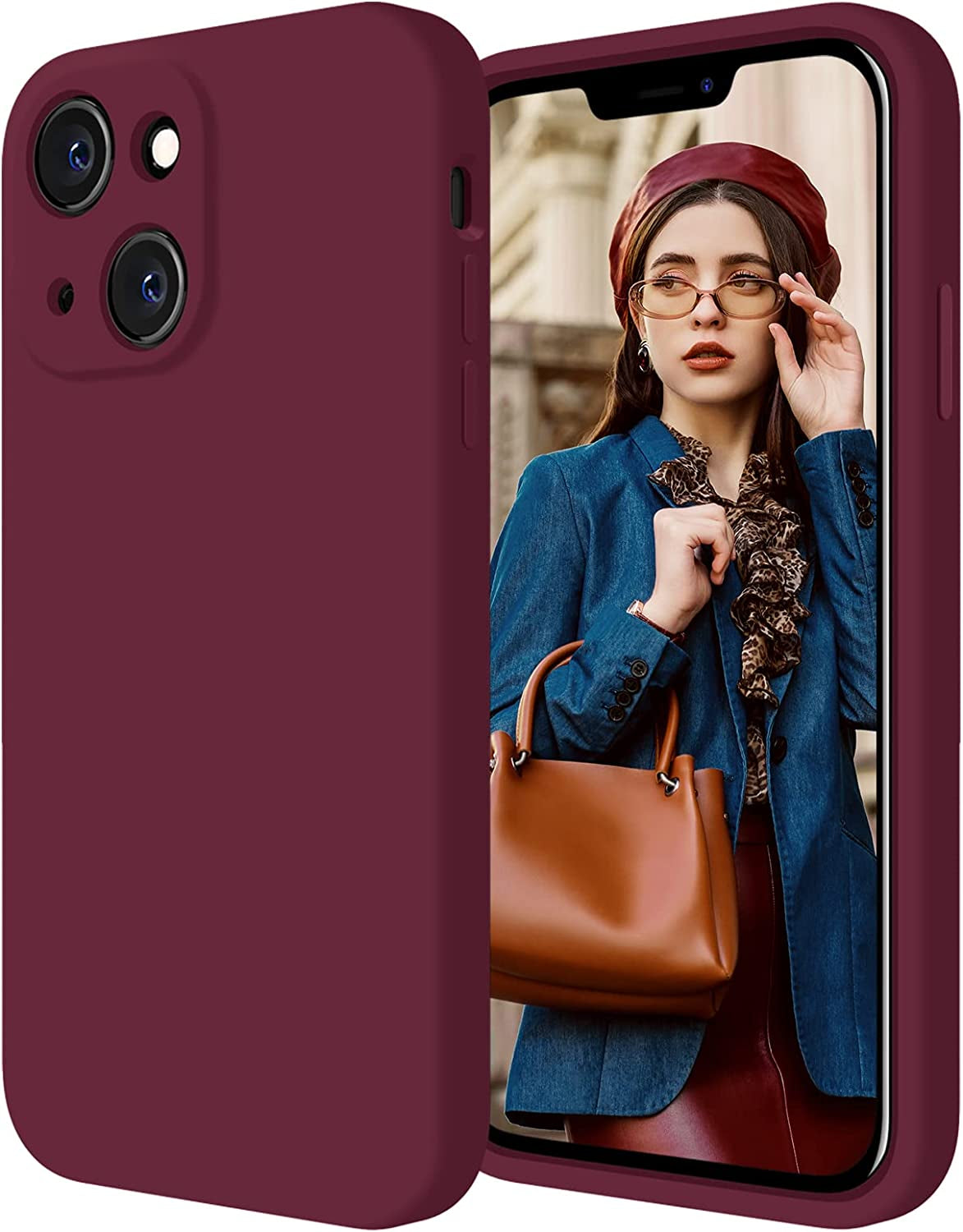 Firenova for Iphone 14 Case, Silicone Upgraded [Camera Protection] Phone Case with [2 Screen Protectors], Soft Anti-Scratch Microfiber Lining Inside, 6.1 Inch, Fluorescent Green  FireNova Plum  