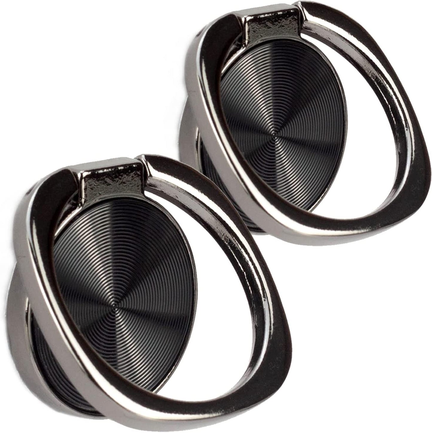 [2 Pack] Rounded CD Texture Cell Phone Ring Holder Stand, 360 Degree Rotation Finger Ring Kickstand with Polished Metal Phone Grip, Smartphone Accessories (Black)  Wansurs   