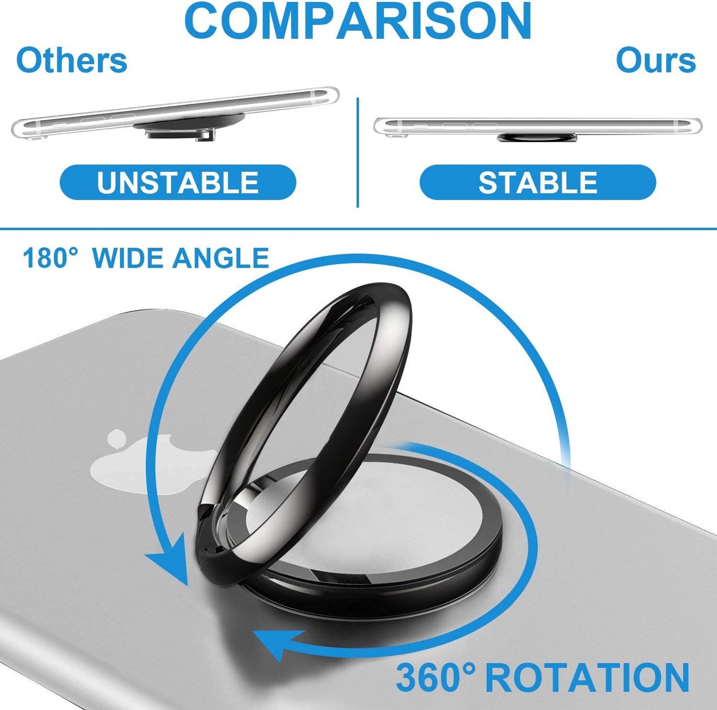 Rngeo Finger Ring Stand & Magnetic Mount Set, Pack of 4 Universal Thin 360 Degree Rotation Phone Rings & Air Vent Cell Phone Holder for Car, Compatible with All Iphone & Android Smartphones  Rngeo   