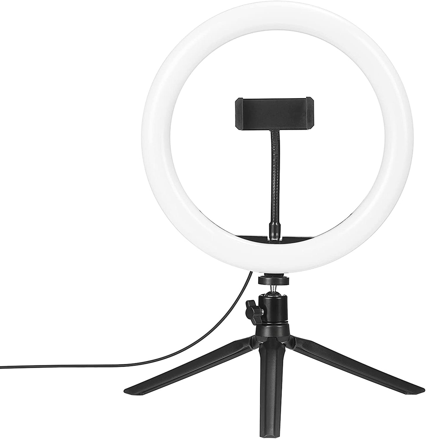 Globe Electric 13338 10'' Ring Light with Tripod Stand, LED Integrated Circle Light with Phone Holder for Live Stream/Makeup/Youtube Video/Tiktok, Compatible with All Phones, Adjustable Height  Globe Electric   