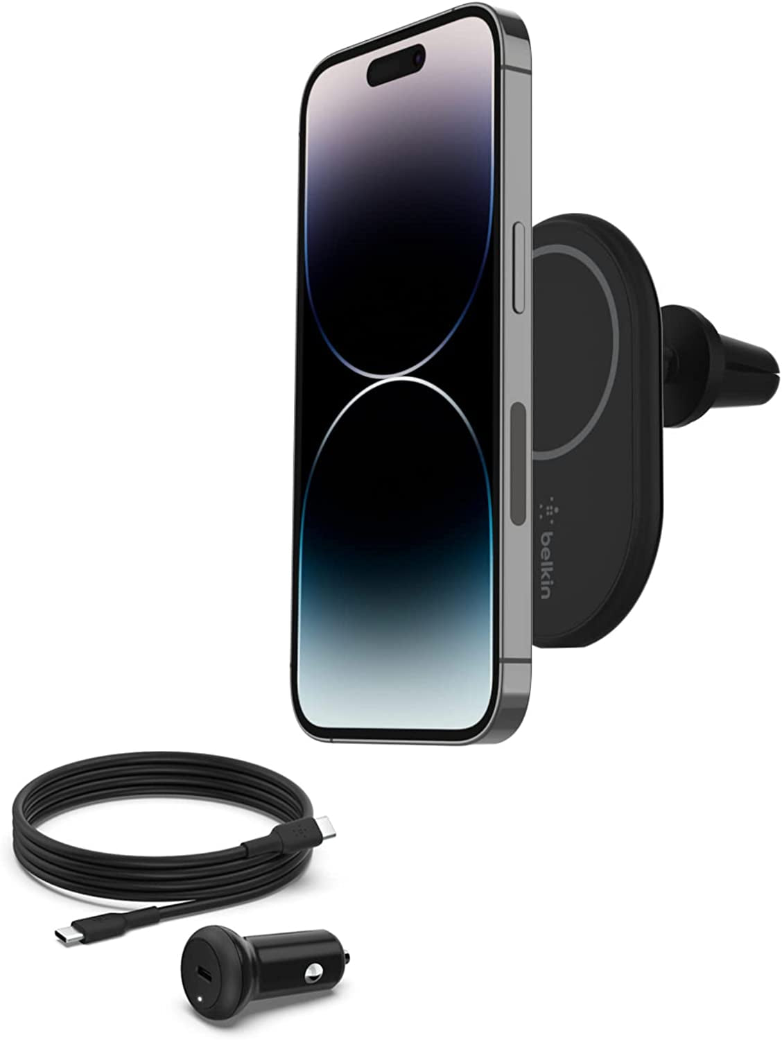 Belkin Magnetic Wireless Car Charger - Magsafe Compatible Car Mount Wireless Charger - Air Vent Mount with Included Power Supply for Iphone 14, Iphone 13 & Iphone 12 - Car Magnetic Phone Mount Charger  Belkin   