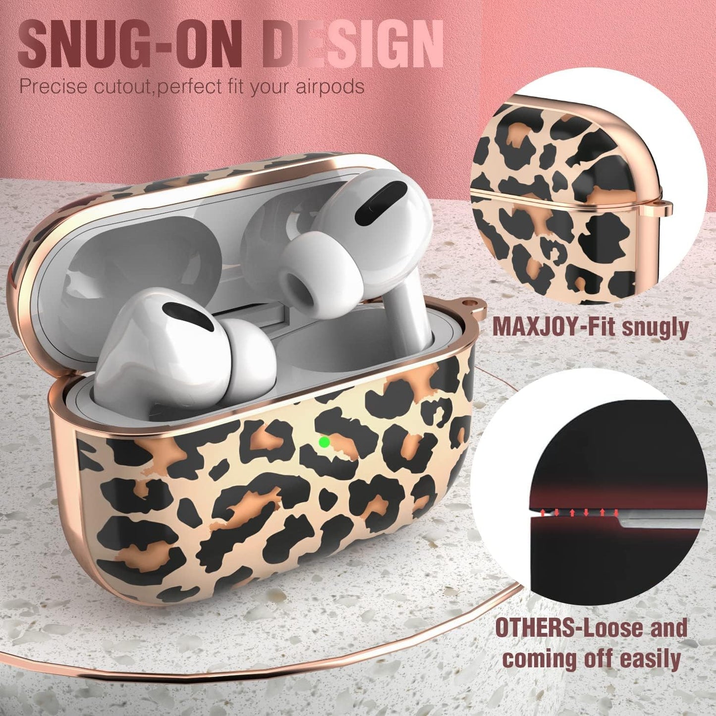 Maxjoy Compatible Airpods Pro Case Cover, Leopard Print Air Pod Pro Case Cute Protective Hard Ipod Pro Cover for Women Men with Keychain Designed for Airpods Pro Charging Case 2019  Maxjoy   