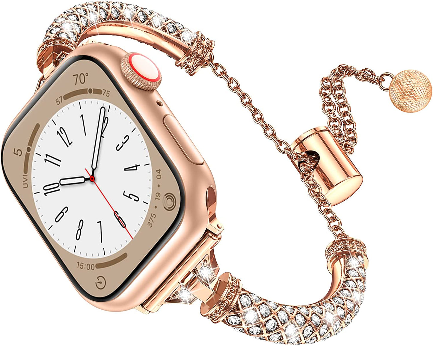 LETOID Bling Band Compatible with Apple Watch – 38Mm 40Mm 41Mm 42Mm 44Mm 45Mm 49Mm Women Fancy Slim Metal Bracelet Strap with Rhinestone for Iwatch Series 8 7 SE 6 5 4 3 2 1  LETOID   