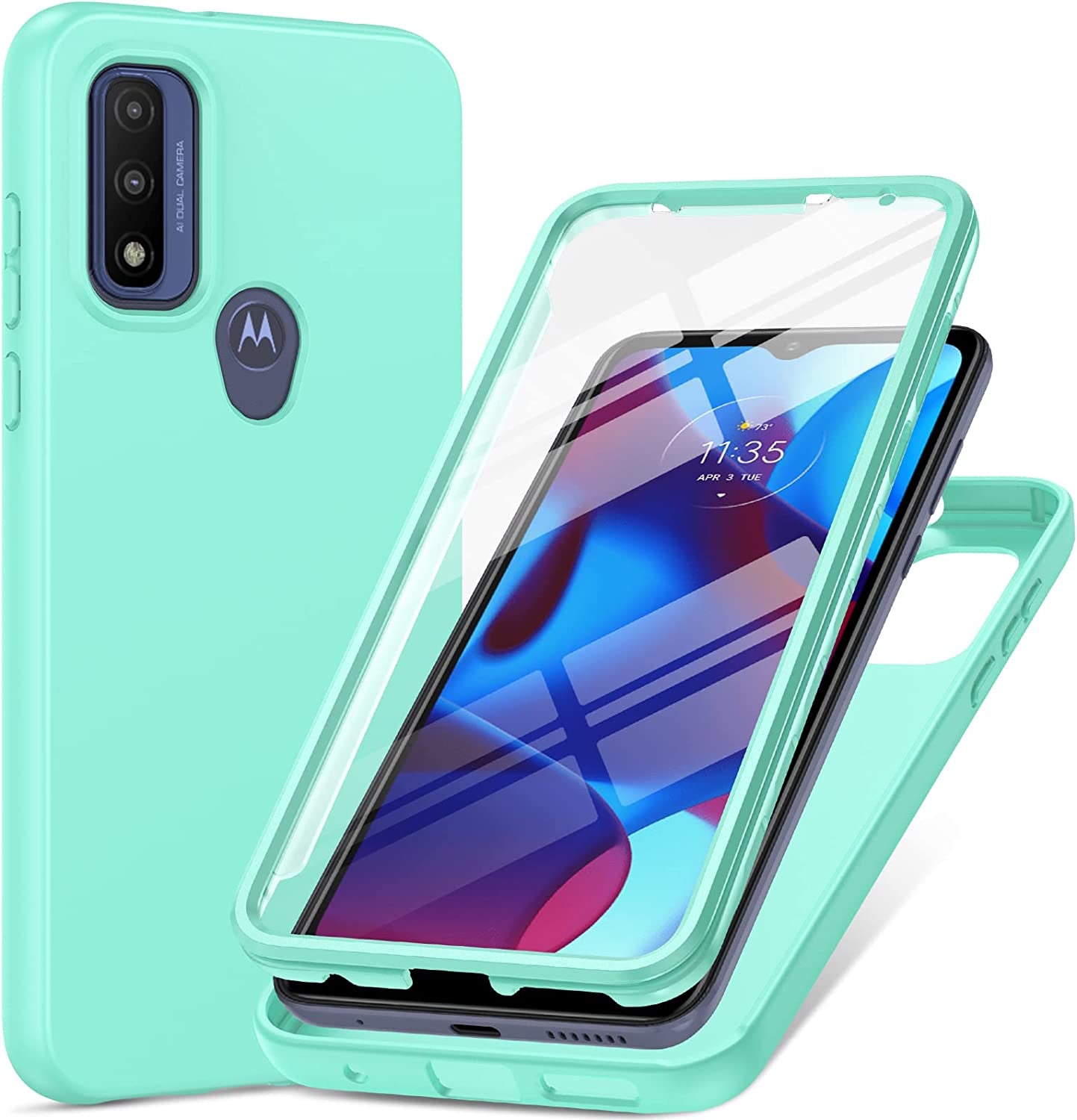 PUJUE for Motorola Moto-G Pure Phone Case: G Play 2023 | G Power 2022 Silicone Matte Case 360 Full Protection - Rugged Bumper Durable Shockproof Drop Protective TPU Cell Phone Cover Woman Men (Black)  PUJUE Mint Green  