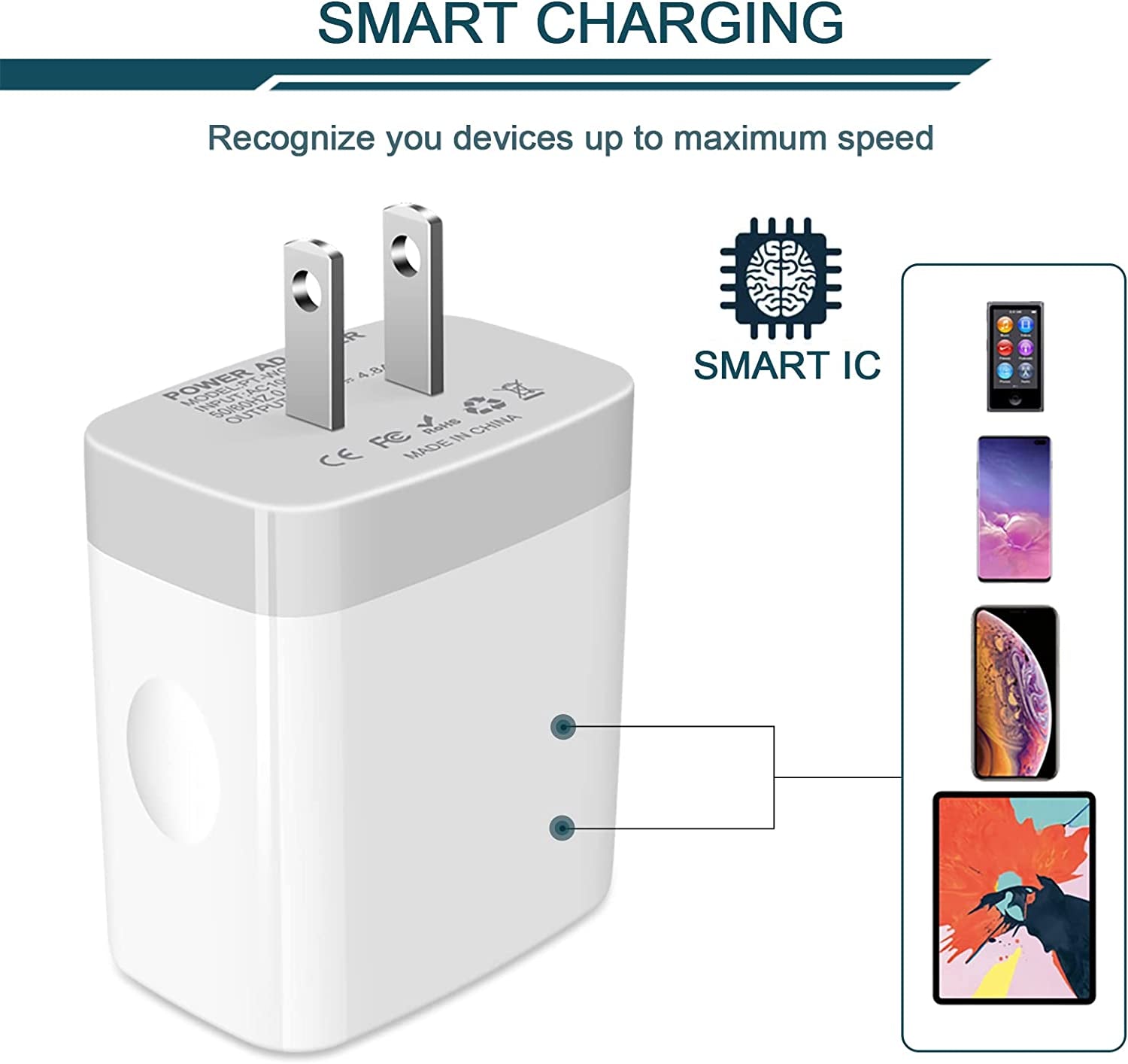 USB Charger Cube, Wall Charger Plug, AILKIN 4.8A 4-Muti Port Adapter Power Plug Charging Station Box Base Replacement for Iphone 14 13 12 11 Pro Max/X/8/7, Ipad, Samsung Phones  Shenzhen Putuo Technology Co.,Ltd   