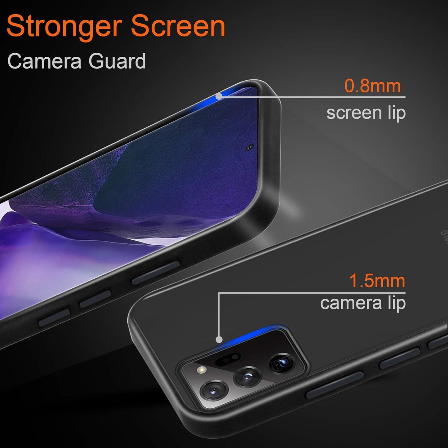 Cadorabo Case Compatible with Samsung Galaxy Note 20 Ultra in Frosted Black - Mobile Phone Case with TPU Silicone inside and Matt Plastic Back - Protective Cover Hybrid Hardcase Back Case  Cadorabo   