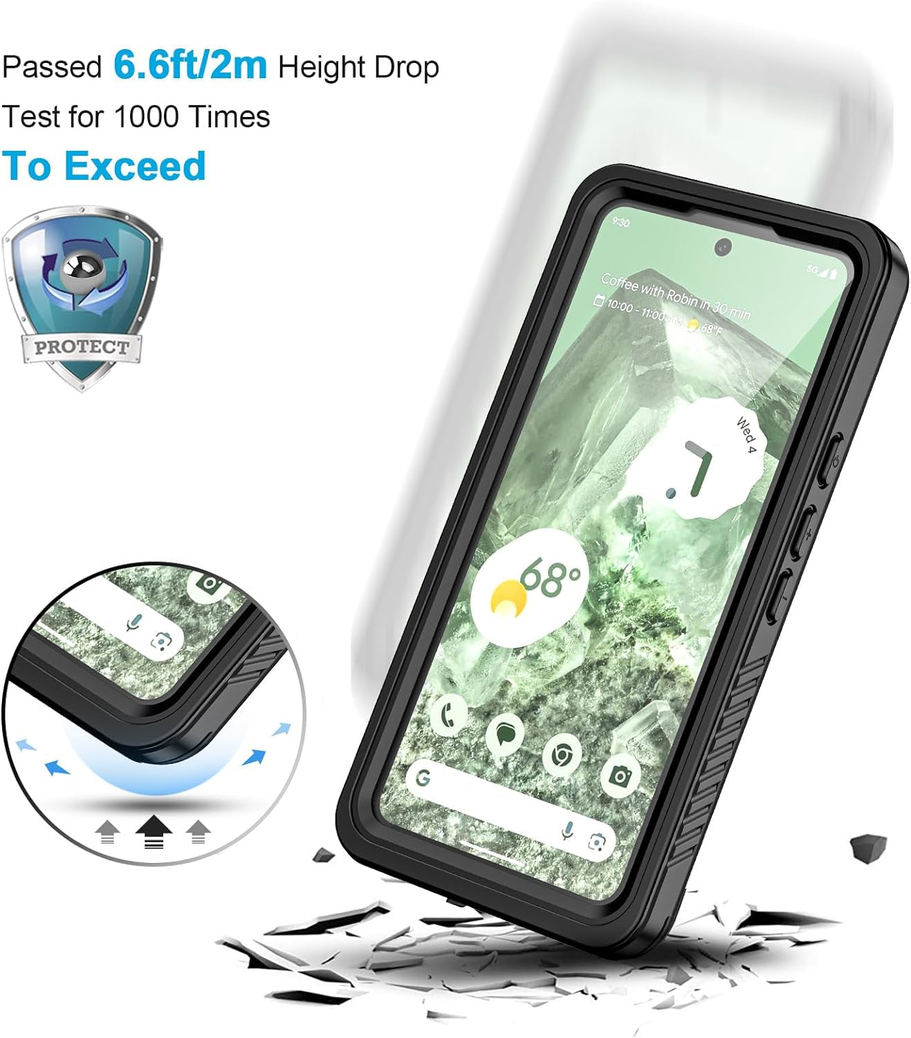 Lanhiem Pixel 8 Case, IP68 Waterproof Dustproof Case with Built-In Screen Protector, Rugged Full Body Shockproof Protective Clear Cover for Google Pixel 8 6.2 Inch, Black  Lanhiem   