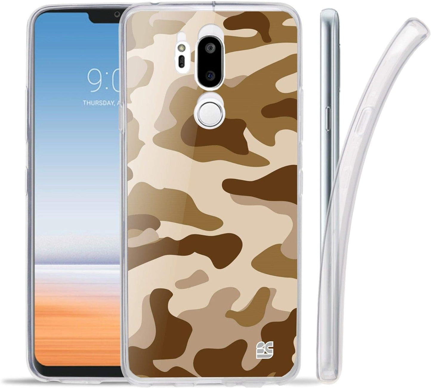 Goldenbeetle GB Flexible TPU Ultra Lightweight Cover [Scratch-Proof] Gel Skin Case Compatible with LG G7 Thinq / G7+ G710 (White Rosy Heart)  GoldenBeetle Desert Camo  