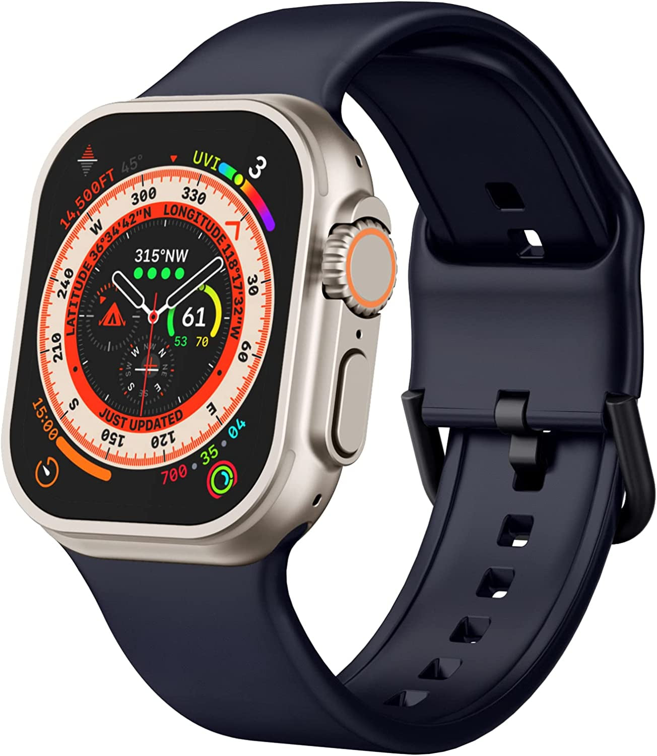 Sport Band Compatible with Apple Watch Bands 49Mm 45Mm 44Mm 42Mm 41Mm 40Mm 38Mm, Soft Silicone Wristbands Replacement Strap with Classic Clasp for Iwatch Series SE 8 7 6 5 4 3 2 1 Ultra for Women Men  Recoppa Midnight 38mm/40mm/41mm 