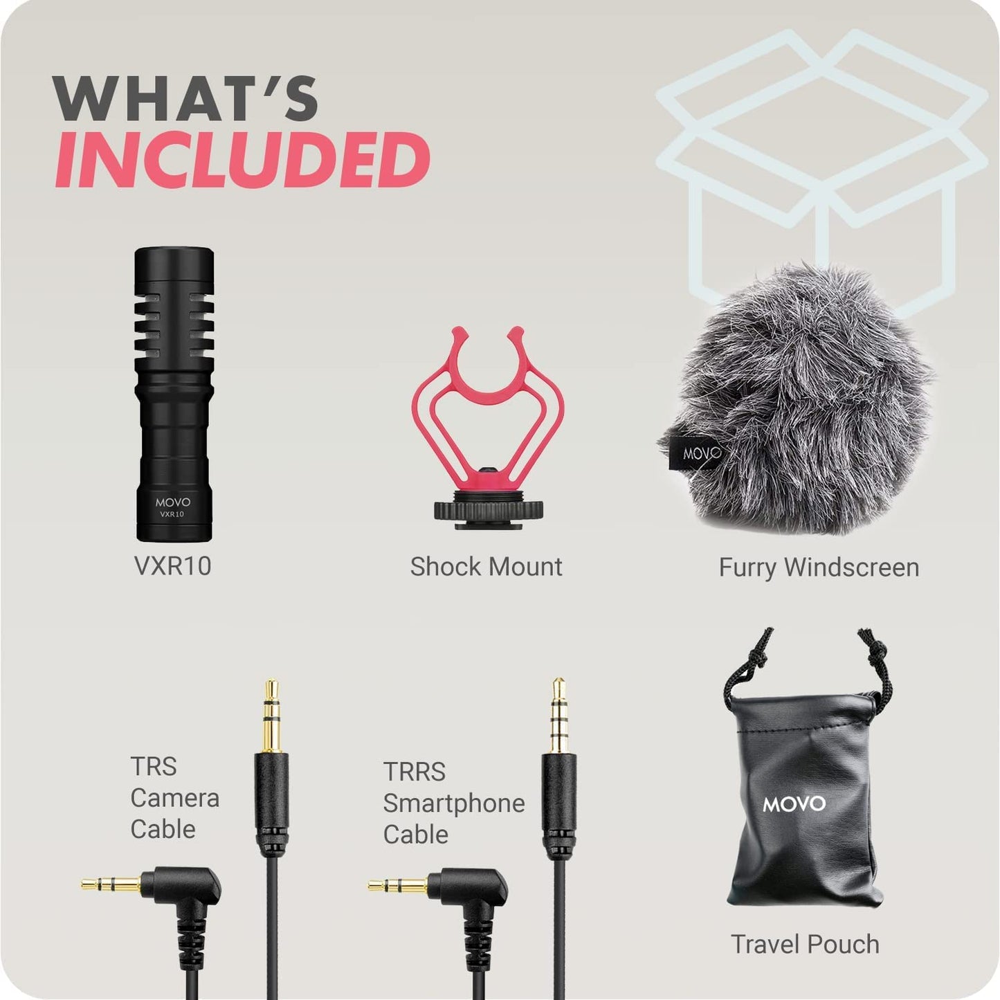 Movo VXR10 Universal Video Microphone with Shock Mount, Deadcat Windscreen, Case for Iphone, Android Smartphones, Canon EOS, Nikon DSLR Cameras and Camcorders - Perfect Camera Microphone, Shotgun Mic  Movo   