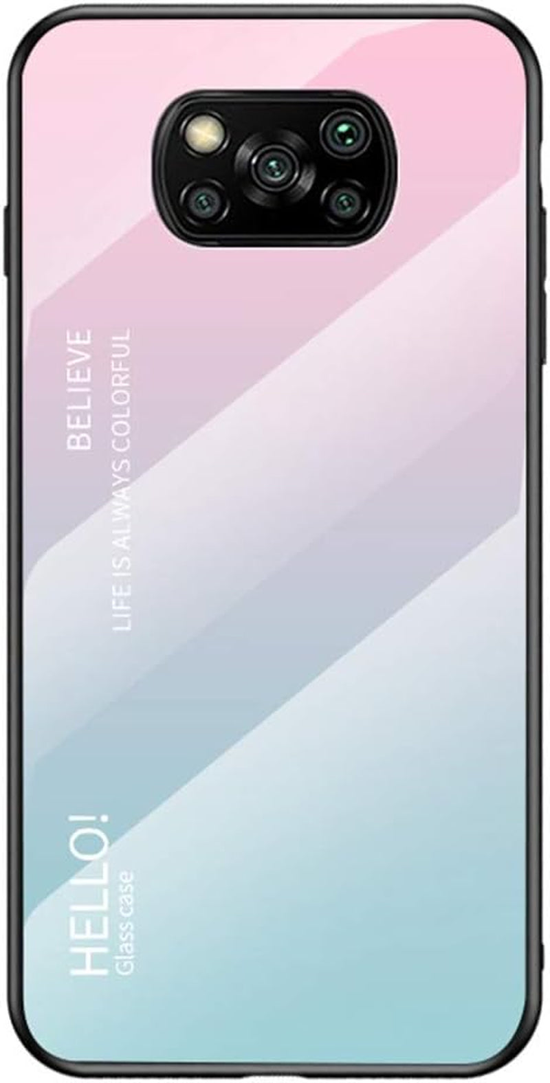 Hicaseer Xiaomi Poco X3 Case,Anti Scratch Gradient Glass Case Back Cover Soft TPU Silicone Shockproof Case for Xiaomi Poco X3 -Purple  Hicaseer Pink+Blue Xiaomi Poco X3 6.53" 