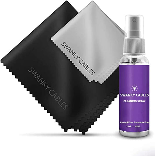 Swanky Screen Cleaner Kit: Electronic Cleaner Spray 2 Oz + 2 Microfiber Cleaning Cloth for Tv Cleaner - Ipad Screen Cleaner - Iphone Cleaner - Monitor Cleaner - Pc, LCD, Laptop Screen Cleaner  Swanky Cables   